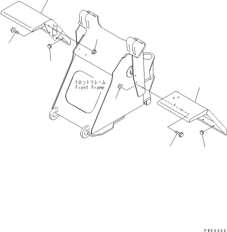 Схема запчастей Komatsu WA100M-3-CB - ПЕРЕДН. КРЫЛО(№-) ЧАСТИ КОРПУСА