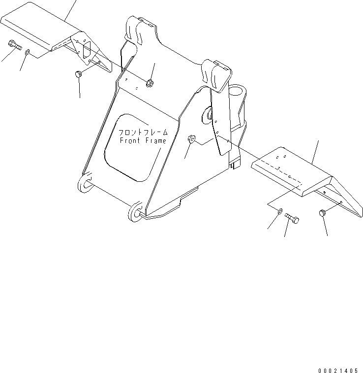 Схема запчастей Komatsu WA100M-3-CB - ПЕРЕДН. КРЫЛО(№-) ЧАСТИ КОРПУСА