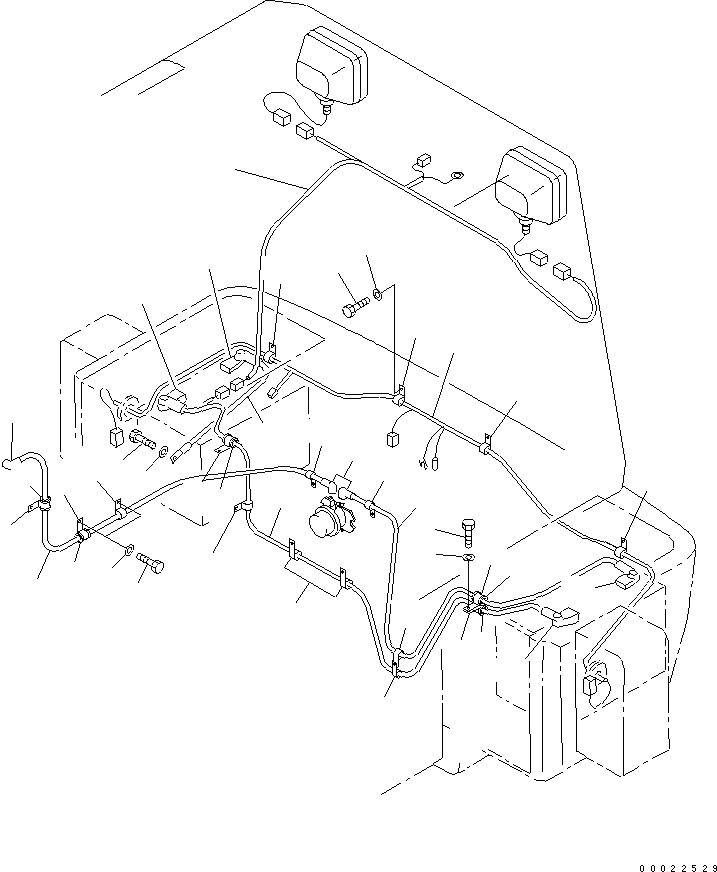Схема запчастей Komatsu WA100M-3-CN - ПРОВОДКА (ПЕРЕДН. РАМА)(№-) ЭЛЕКТРИКА