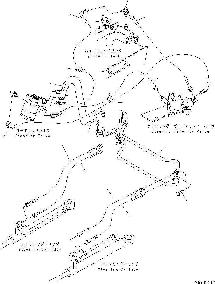Схема запчастей Komatsu WA100M-3-CN - ГИДРОЛИНИЯ РУЛЕВОГО УПРАВЛЕНИЯ(№-) ГИДРАВЛИКА