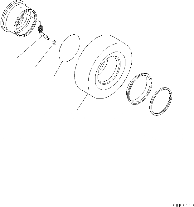 Схема запчастей Komatsu WA100M-3-CN - ШИНЫ (.--8PR-L БЕСКАМЕРНЫЕ ШИНЫ) (TOYO) ПОДВЕСКА И КОЛЕСА