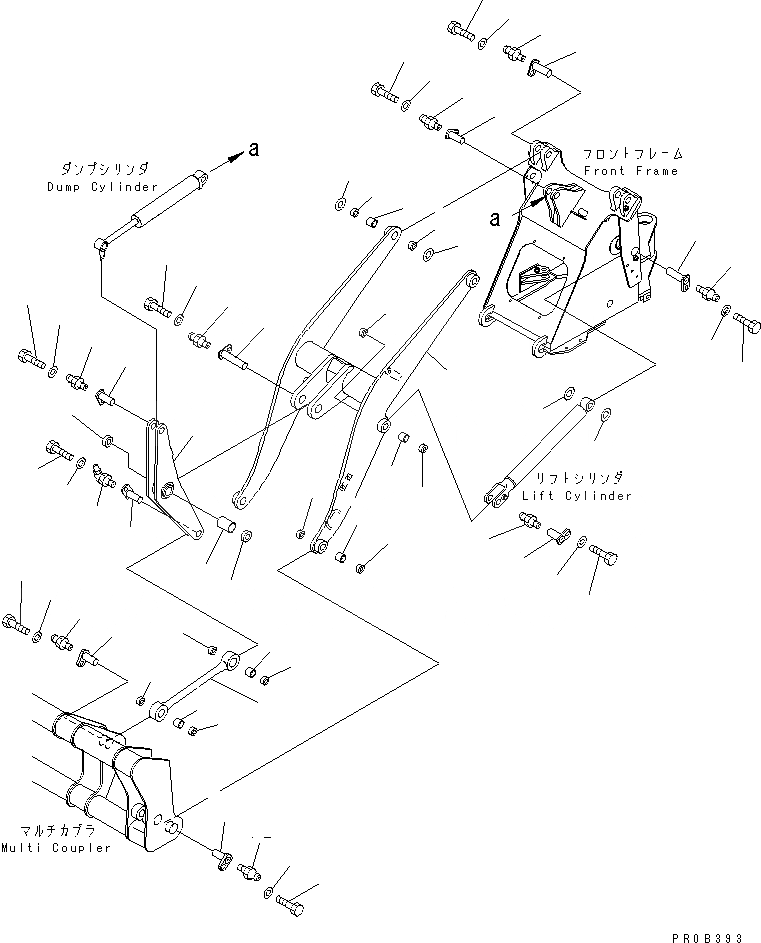 Схема запчастей Komatsu WA100M-3-CN - РУКОЯТЬ И КОЛЕНЧАТЫЙ РЫЧАГ (С СОЕДИНИТ. УСТР-ВО) РАБОЧЕЕ ОБОРУДОВАНИЕ