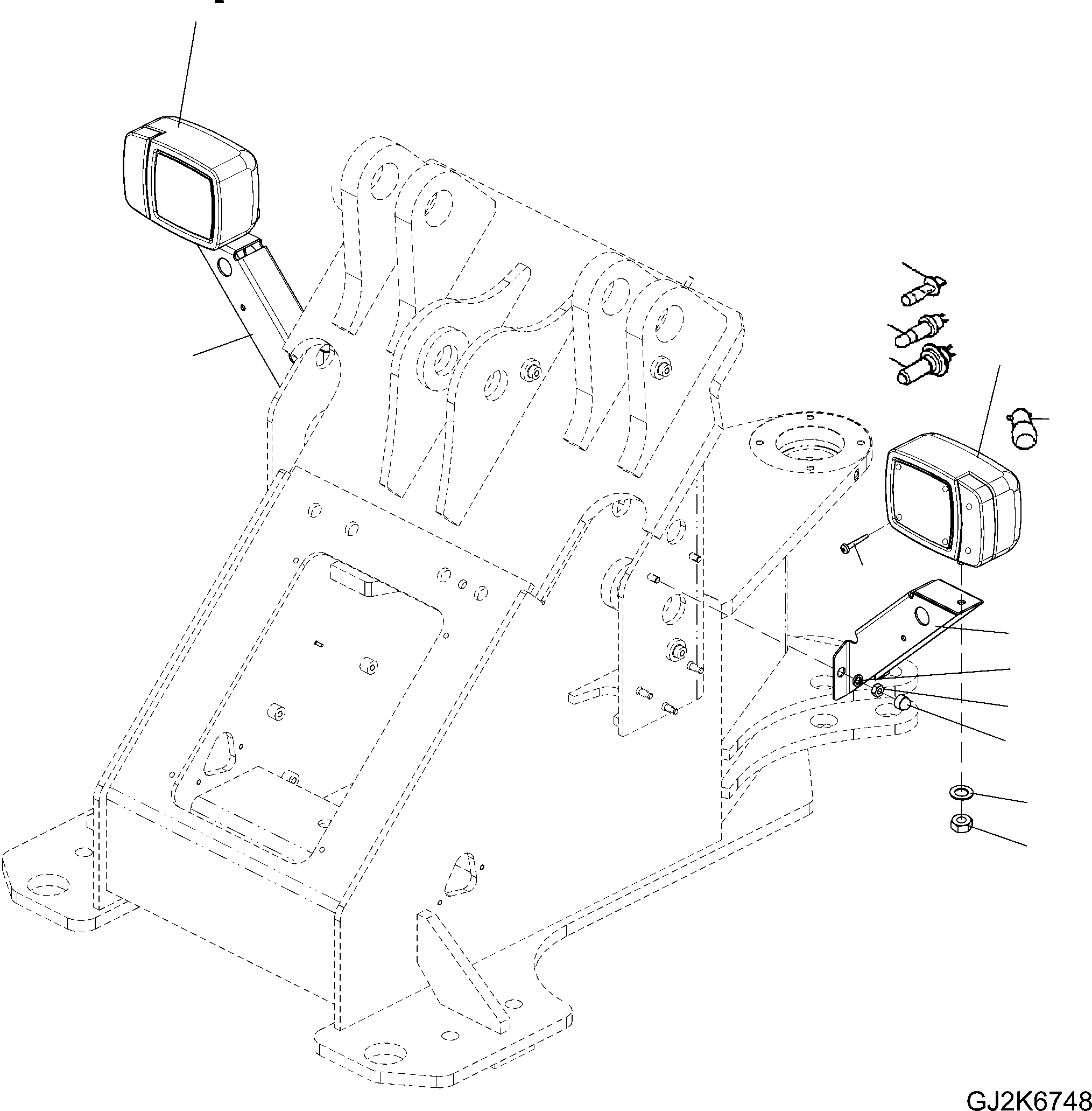 Схема запчастей Komatsu WA100M-6 - ПЕРЕДН. ОСВЕЩЕНИЕ (ЛЕВ. ПРИВОД) E ЭЛЕКТРИКА