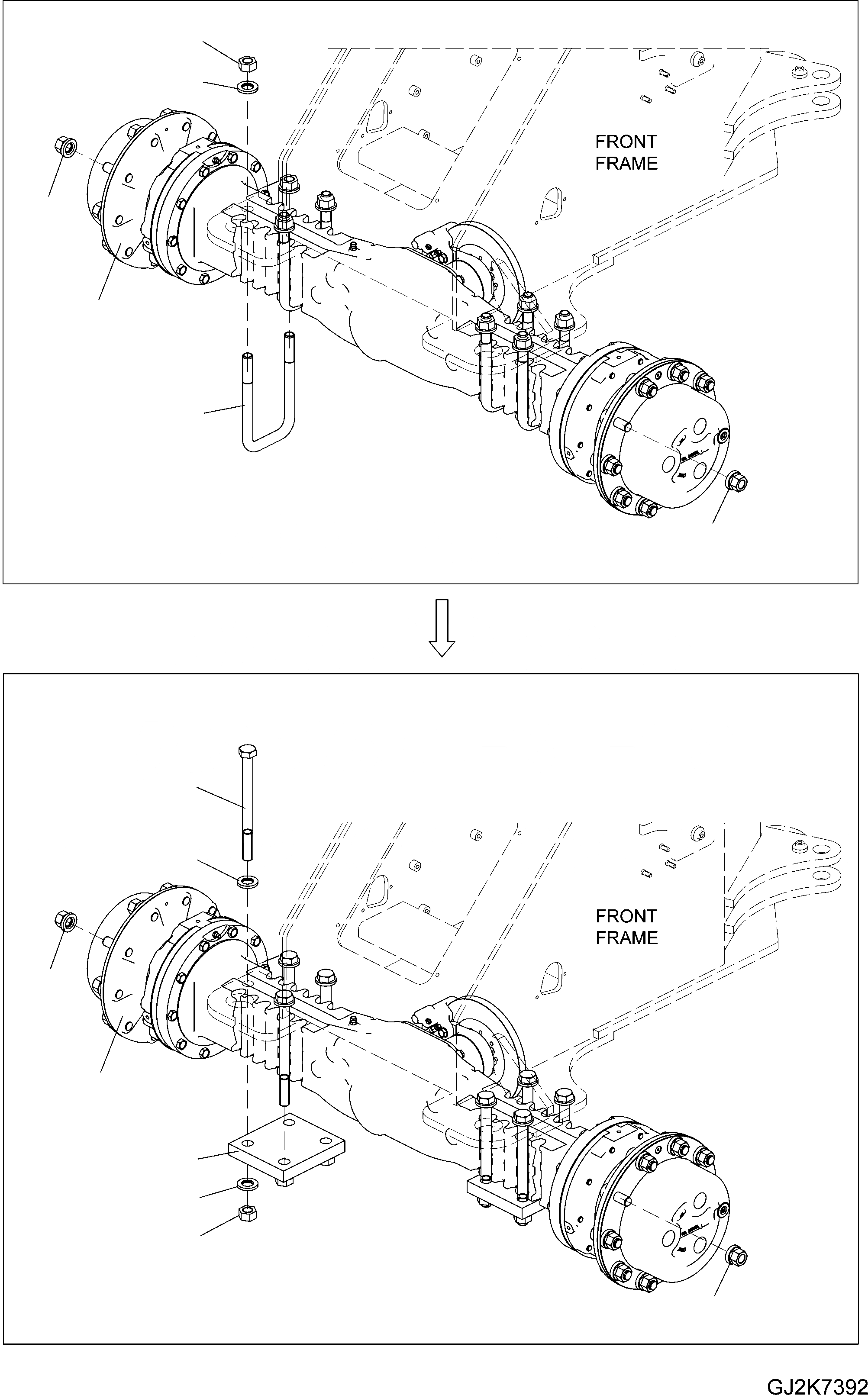 Схема запчастей Komatsu WA100M-6 - ПЕРЕДНИЙ МОСТ (С % DIFF. БЛОКИР.) F ТРАНСМИССИЯ