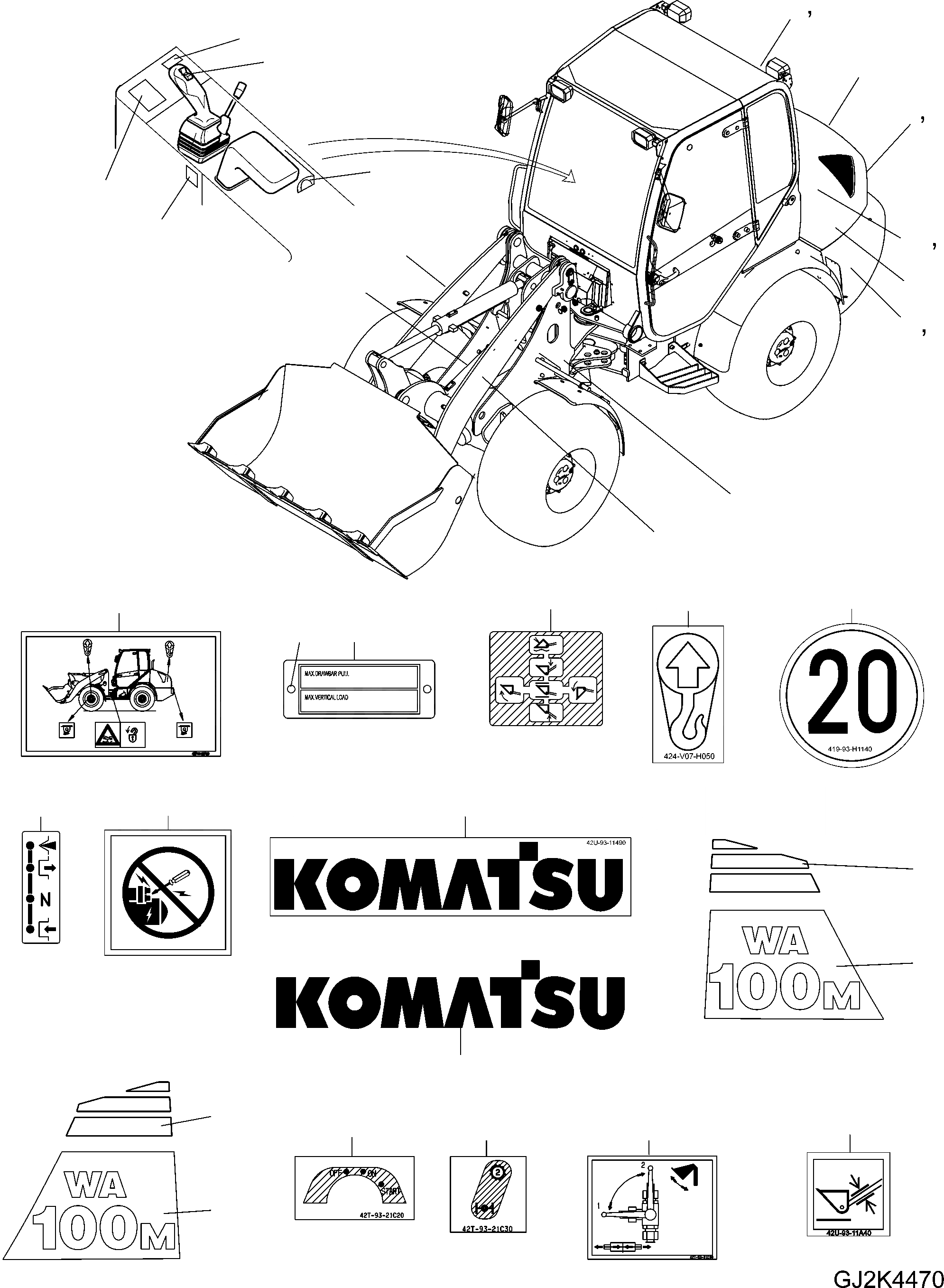 Схема запчастей Komatsu WA100M-5 20 km - БУКВЕНН. ИНСТРУМЕНТ, АКСЕССУАРЫ, БУКВЕНН.