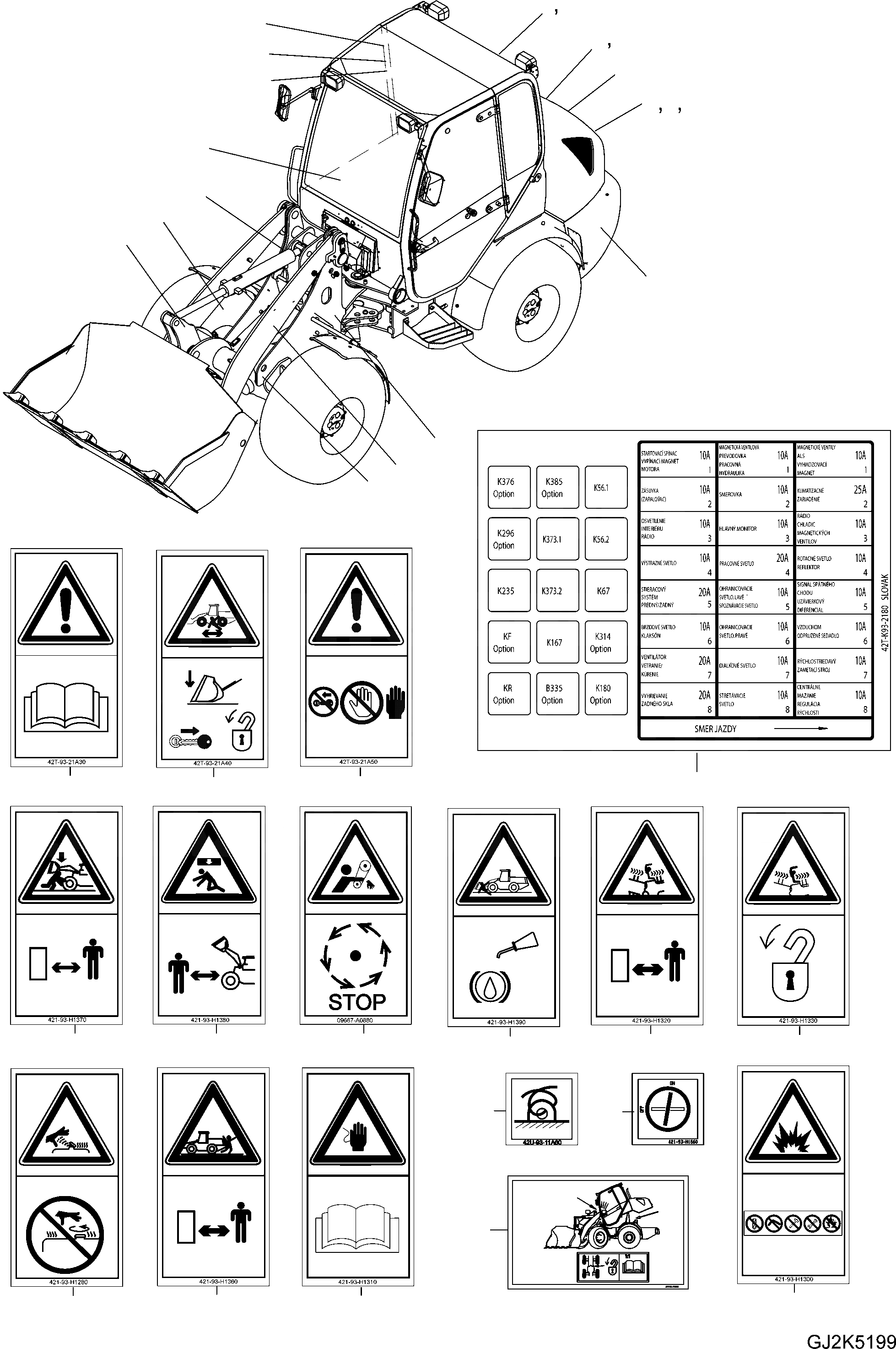 Схема запчастей Komatsu WA100M-5 20 km - ТАБЛИЧКИS, SLOVAK ИНСТРУМЕНТ, АКСЕССУАРЫ, БУКВЕНН.
