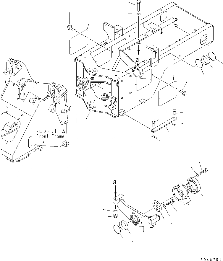 Схема запчастей Komatsu WA100SSS-3-X - ЗАДН. РАМА (SUPER БЕСШУМН. СПЕЦИФ-Я)(№-) РАМА И ЧАСТИ КОРПУСА