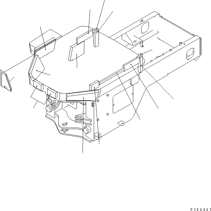 Схема запчастей Komatsu WA100SS-3A - ЩИТКИ (/) (SUPER БЕСШУМН. СПЕЦИФ-Я) (С КОНДИЦИОНЕРОМ) ЧАСТИ КОРПУСА