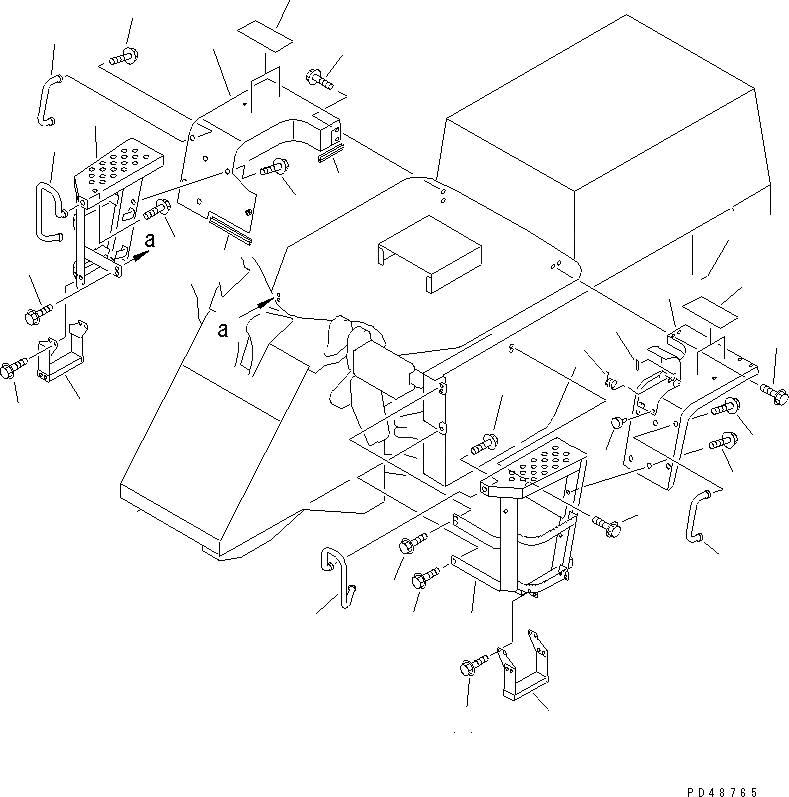 Схема запчастей Komatsu WA100SS-3A-S - ЗАДН. КРЫЛО И ЛЕСТНИЦА (С КАБИНОЙ) (SUPER БЕСШУМН. СПЕЦИФ-Я)(№-) РАМА И ЧАСТИ КОРПУСА