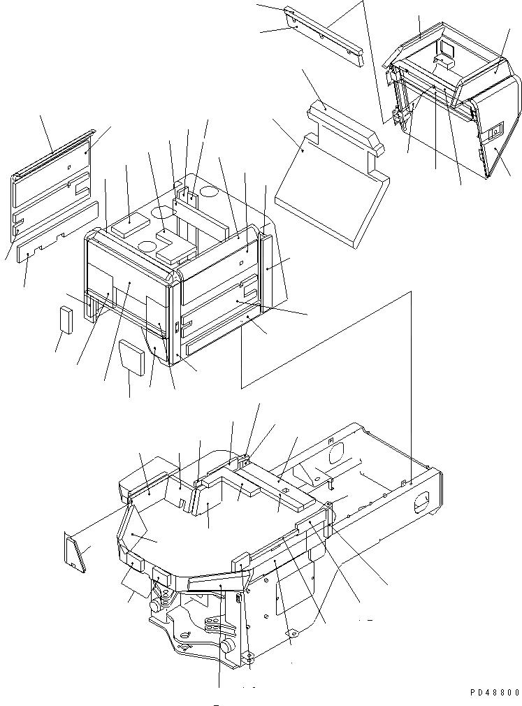 Схема запчастей Komatsu WA100SSS-3A-S - NOISE ABATEMENT ЧАСТИ (/) (ДЛЯ ОСНОВН. КОНСТРУКЦИЯ И КАПОТ)  (W/ДВОЙН. ГЛУШИТЕЛЬ)(SUPER SILENT S.)(№-) РАМА И ЧАСТИ КОРПУСА