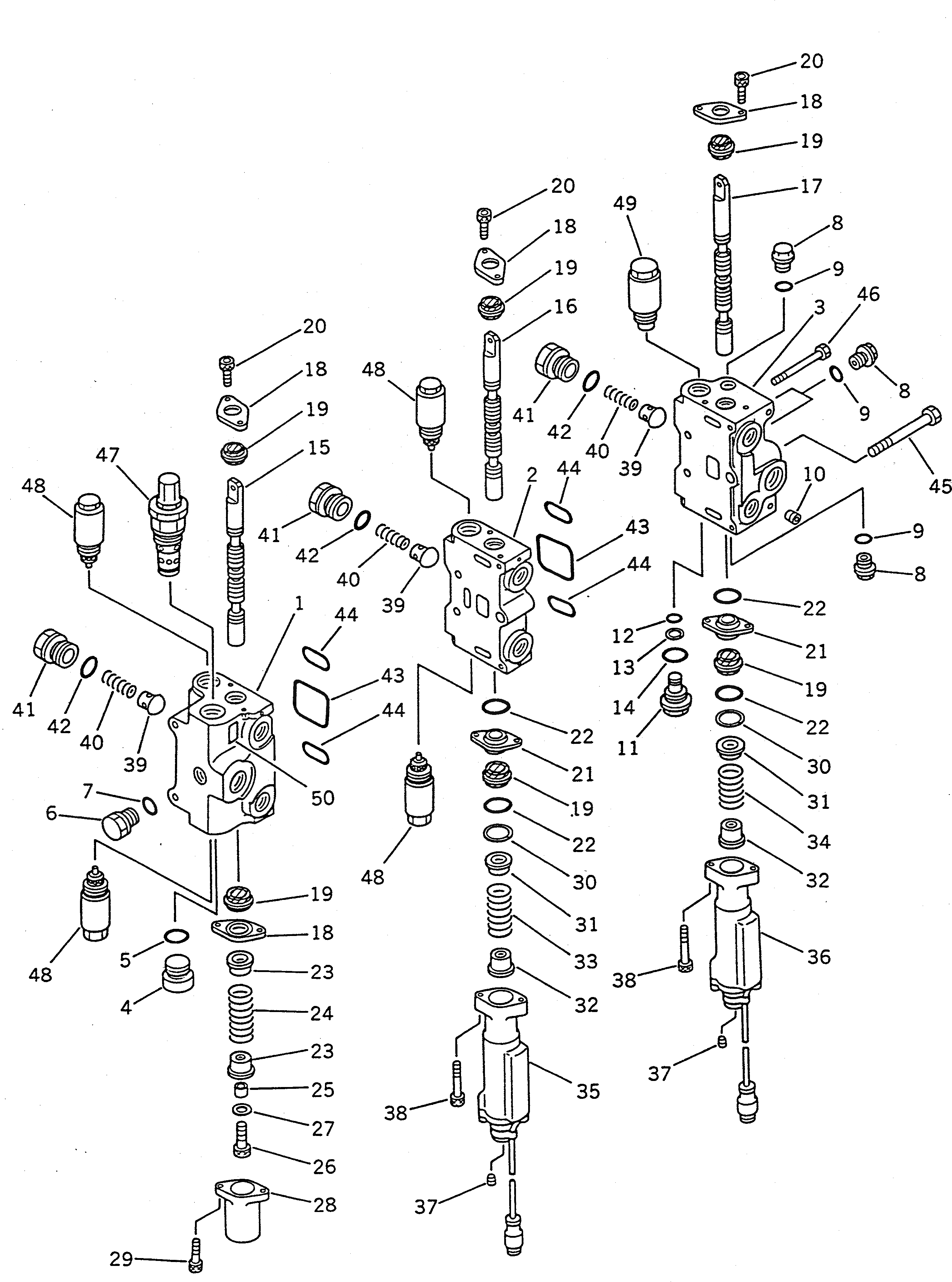 Схема запчастей Komatsu WA100SSS-1 - 3-Х СЕКЦИОНН. КОНТРОЛЬН. КЛАПАН (/) УПРАВЛ-Е РАБОЧИМ ОБОРУДОВАНИЕМ