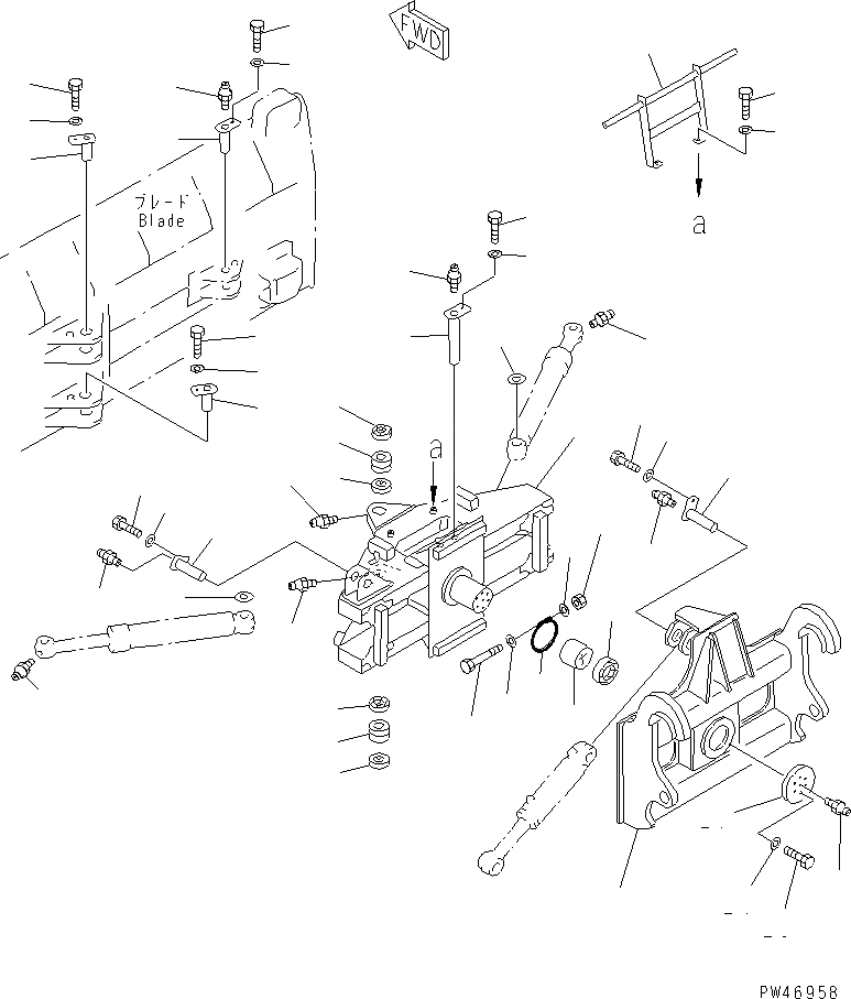 Схема запчастей Komatsu WA100SSS-1 - PITCH И ANGLE SNOW PНИЗ. НЕСУЩИЙ ЭЛЕМЕНТ (С НАКЛОНЯЕМ.)       (С ГИДРАВЛ СОЕДИНИТ. УСТР-ВО)(№-) СПЕЦ. APPLICATION ЧАСТИ