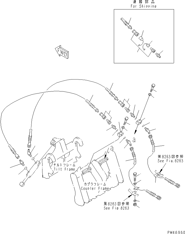 Схема запчастей Komatsu WA100SSS-1 - PITCH И ANGLE SNOW PНИЗ. (ЦИЛИНДР ПЕРЕКОСА ЛИНИЯ) (С НАКЛОНЯЕМ.) (С ГИДРАВЛ СОЕДИНИТ. УСТР-ВО)(№-) СПЕЦ. APPLICATION ЧАСТИ