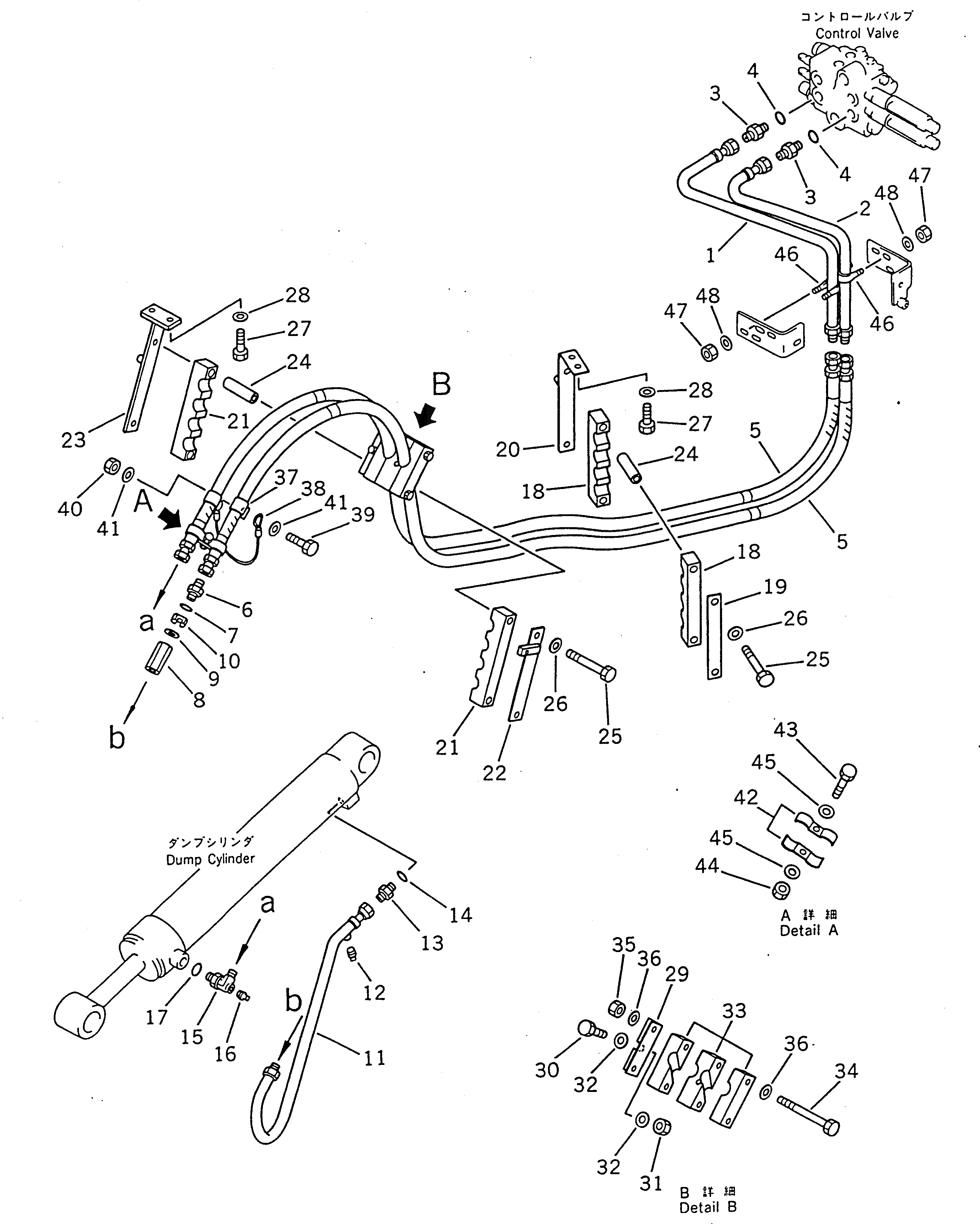Схема запчастей Komatsu WA100SS-1 - ГИДРОЛИНИЯ (/) УПРАВЛ-Е РАБОЧИМ ОБОРУДОВАНИЕМ