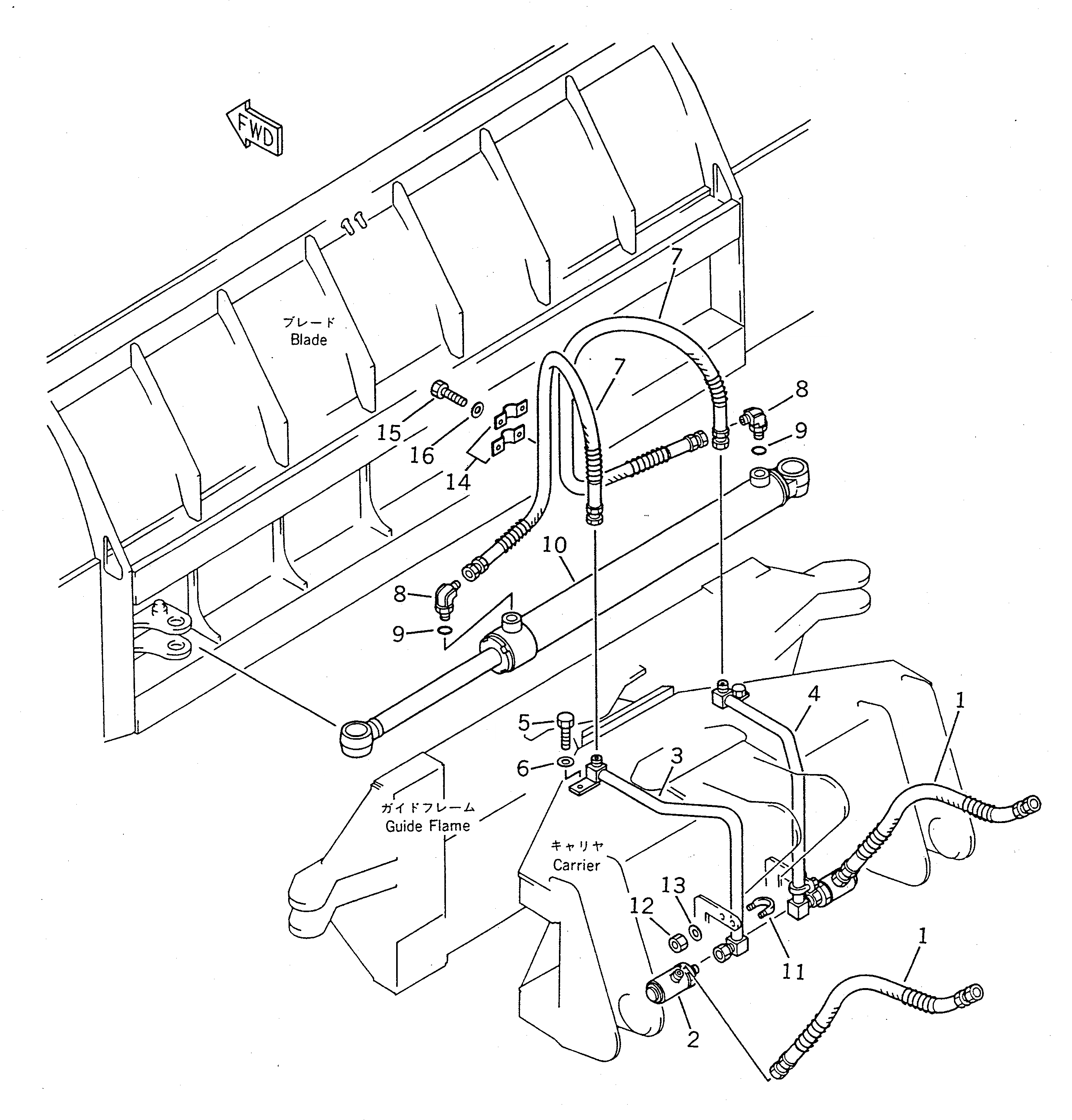 Схема запчастей Komatsu WA100SS-1 - БОКОВ. СДВИГ¤ PITCH И ANGLE SNOW PНИЗ. (БОКОВ. СДВИГ ЛИНИЯ ЦИЛИНДРА) СПЕЦ. APPLICATION ЧАСТИ