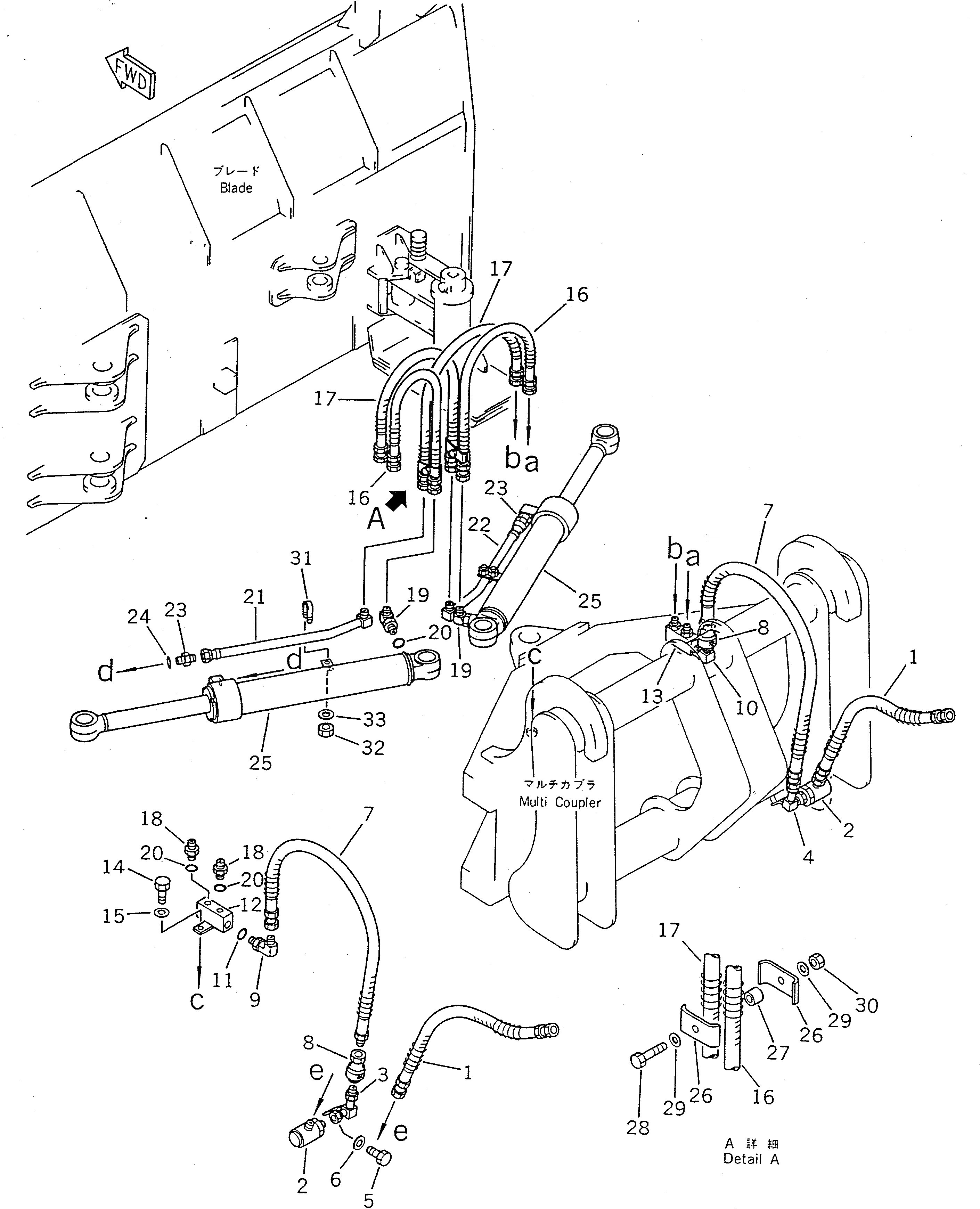 Схема запчастей Komatsu WA100SS-1 - PITCH И ANGLE SNOW PНИЗ. (ЦИЛИНДР НАКЛОНА ЛИНИЯ)         (С ГИДРАВЛ СОЕДИНИТ. УСТР-ВО)(№-()) СПЕЦ. APPLICATION ЧАСТИ