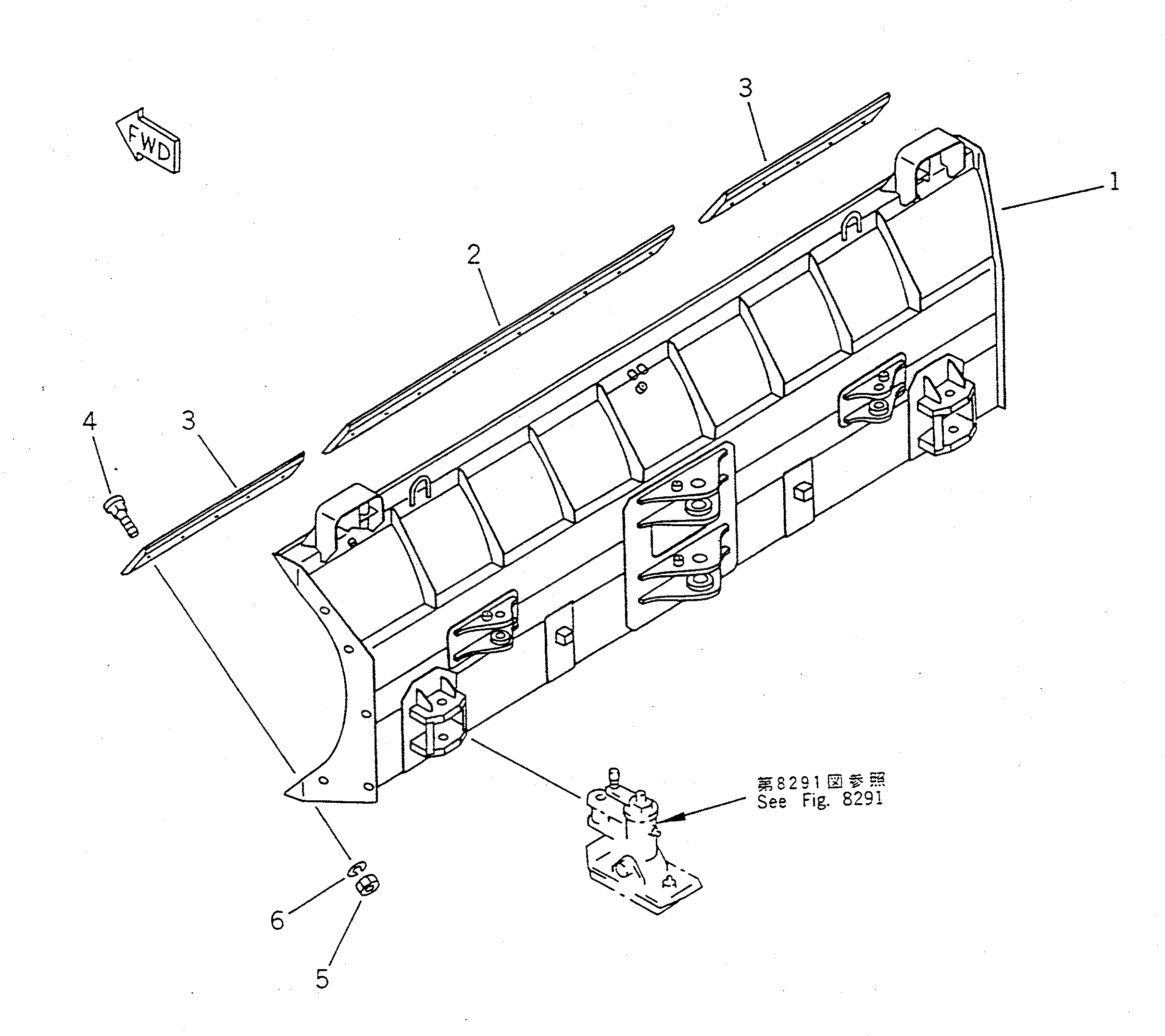 Схема запчастей Komatsu WA100SS-1 - PITCH И ANGLE SNOW PНИЗ. ОТВАЛ (С НАКЛОНЯЕМ.)(№-) СПЕЦ. APPLICATION ЧАСТИ