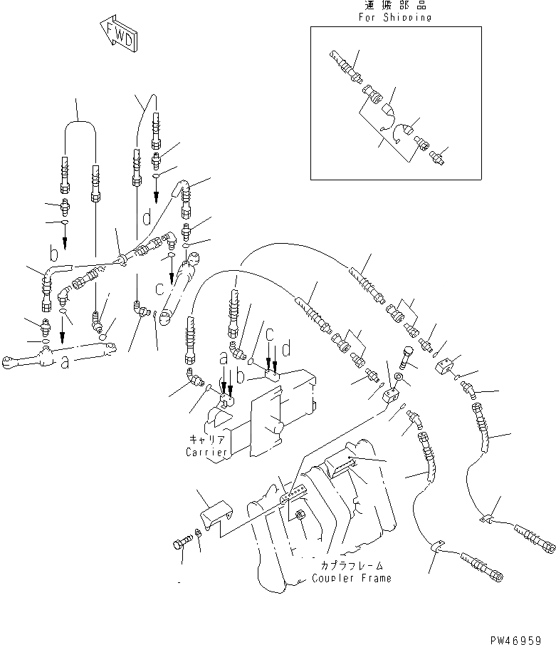 Схема запчастей Komatsu WA100SS-1 - PITCH И ANGLE SNOW PНИЗ. (ЦИЛИНДР НАКЛОНА ЛИНИЯ) (С НАКЛОНЯЕМ.) (С ГИДРАВЛ СОЕДИНИТ. УСТР-ВО)(№-) СПЕЦ. APPLICATION ЧАСТИ