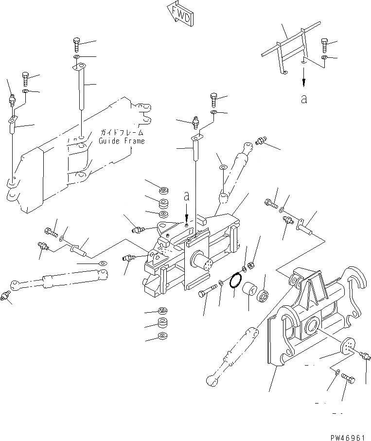 Схема запчастей Komatsu WA100SS-1 - БОКОВ. СДВИГ¤ PITCH И ANGLE SNOW PНИЗ. НЕСУЩИЙ ЭЛЕМЕНТ (С НАКЛОНЯЕМ.) (С ГИДРАВЛ СОЕДИНИТ. УСТР-ВО)(№-) СПЕЦ. APPLICATION ЧАСТИ