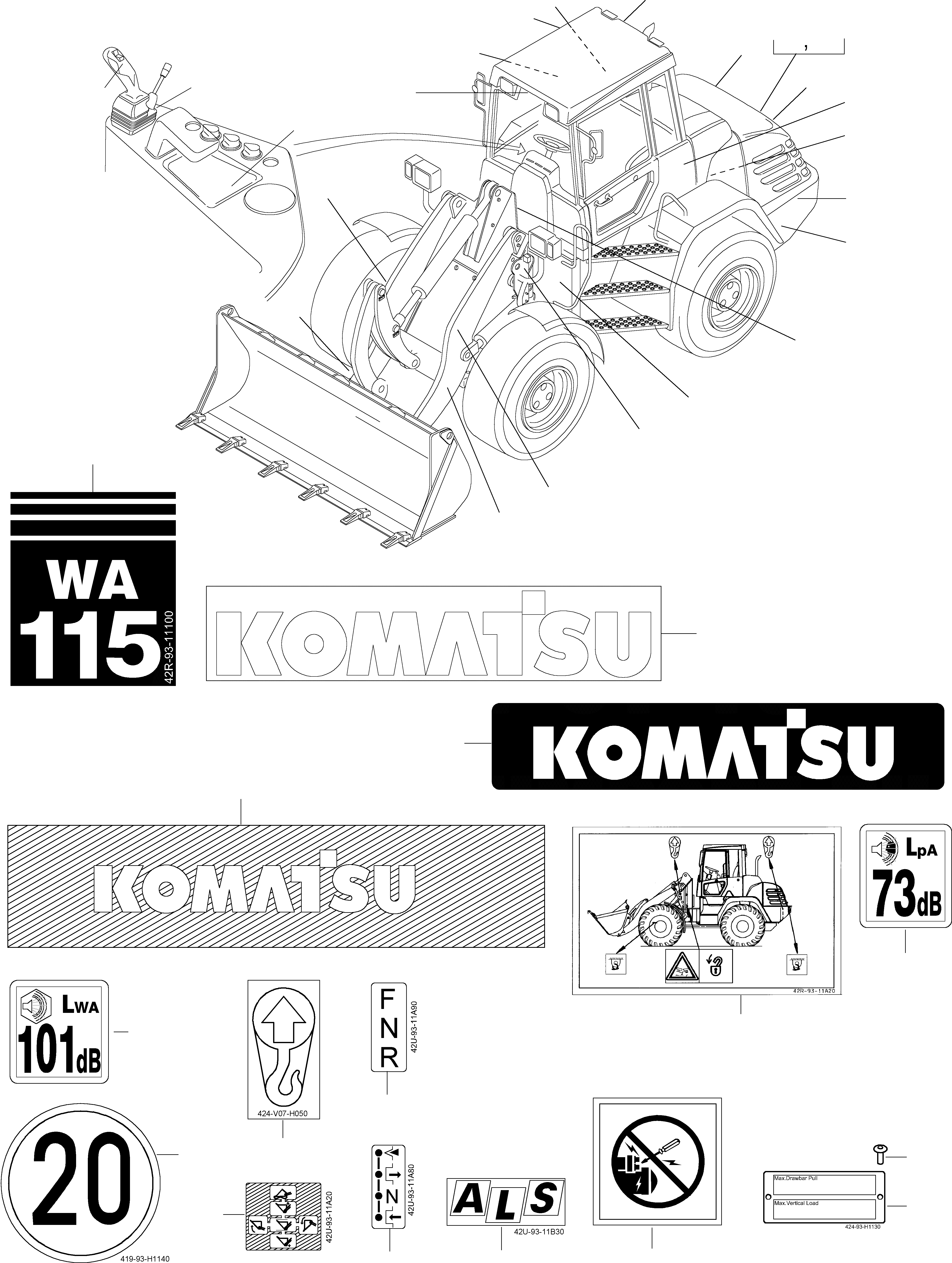 Схема запчастей Komatsu WA115-3 - БУКВЕНН. ИНСТРУМЕНТ, АКСЕССУАРЫ, БУКВЕНН.