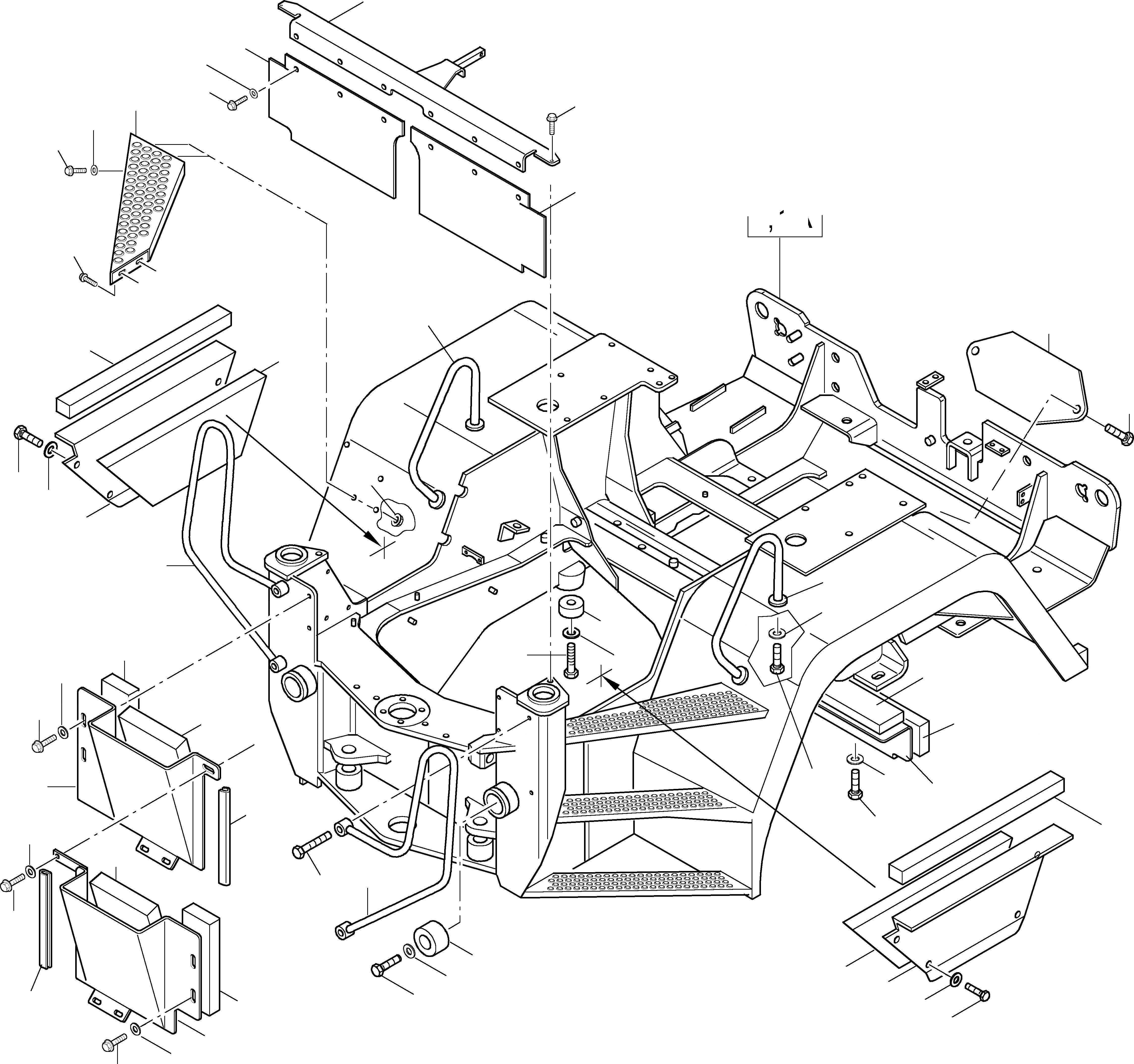 Схема запчастей Komatsu WA115-3 - ЗАДН. РАМА РАМА