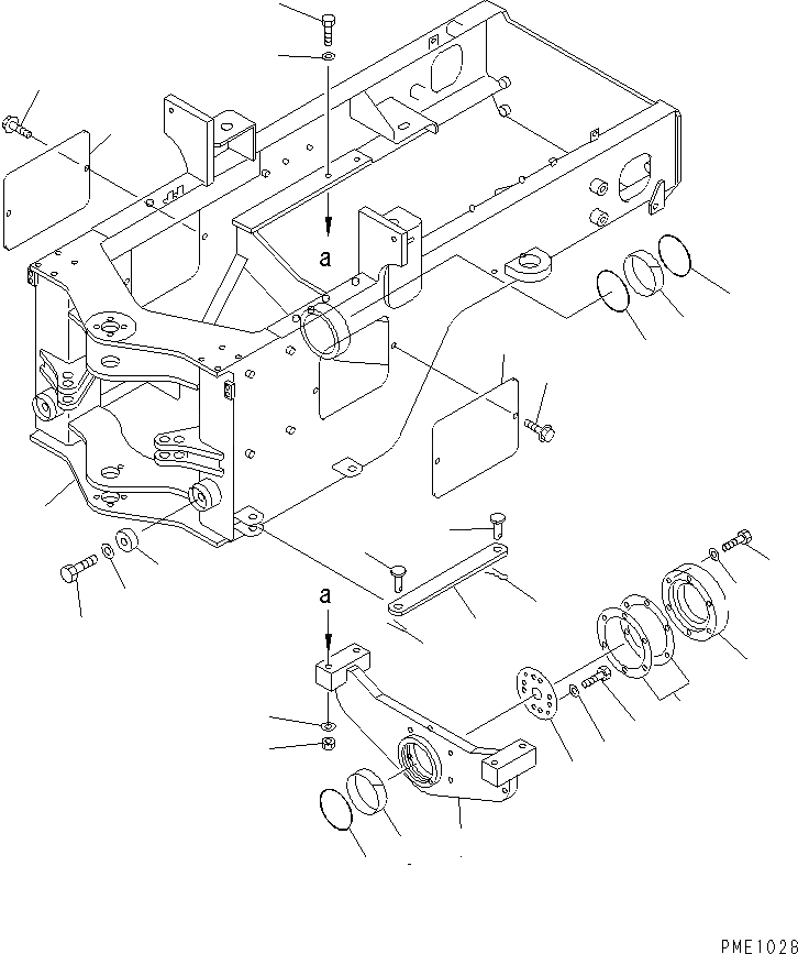 Схема запчастей Komatsu WA120-3 - ЗАДН. РАМА (С ДОПОЛН. ПРОТИВОВЕС)(№-) РАМА И ЧАСТИ КОРПУСА