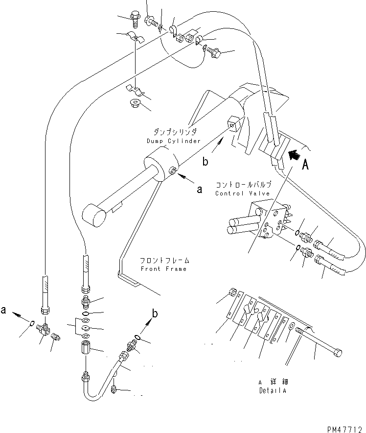 Схема запчастей Komatsu WA120-3 - ГИДРОЛИНИЯ (ЛИНИЯ ГИДРОЦИЛИНДРА КОВША) (ДЛЯ ВЫСОК. ПОДЪЕМА РУКОЯТЬ)(№-) УПРАВЛ-Е РАБОЧИМ ОБОРУДОВАНИЕМ