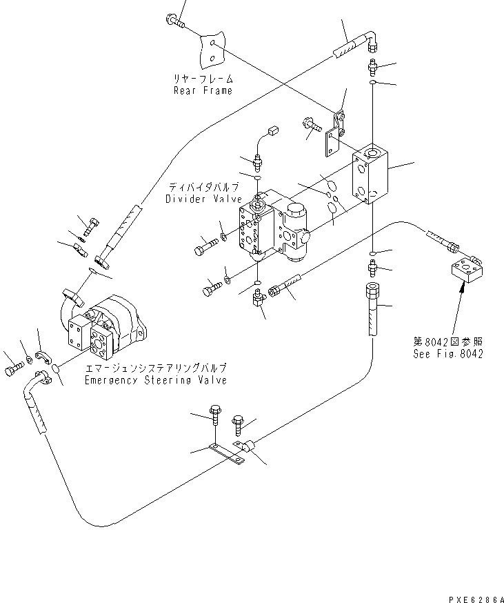 Схема запчастей Komatsu WA120-3 - ЭКСТРЕНН. РУЛЕВ. УПРАВЛЕНИЕ (ГИДРОЛИНИЯ) (ЭКСТРЕНН. НАСОС РУЛЕВ. УПРАВЛ-Я - DIVIDER КЛАПАН) (ДЛЯ -SPEED TRM.)(№-) СПЕЦ. APPLICATION ЧАСТИ