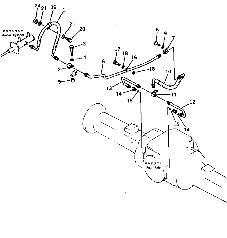 Схема запчастей Komatsu WA120-1 - ТОРМОЗ. МАСЛОПРОВОДЯЩАЯ ЛИНИЯ (ЗАДН.) ВЕДУЩ. ВАЛ¤ ДИФФЕРЕНЦ. И КОЛЕСА