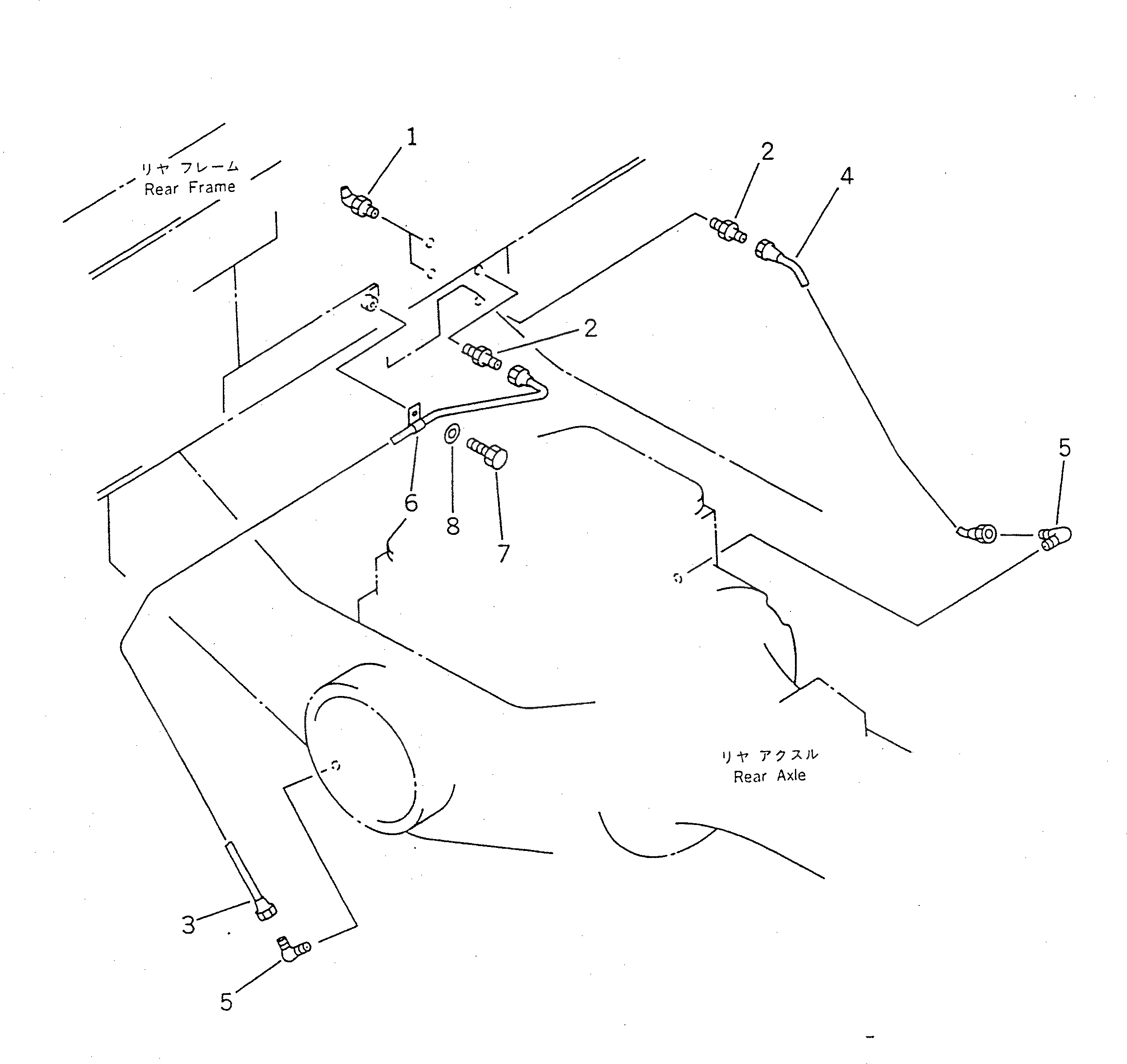 Схема запчастей Komatsu WA120-1 - СМАЗКА (СУППОРТ МОСТА) РАМА И ЧАСТИ КОРПУСА