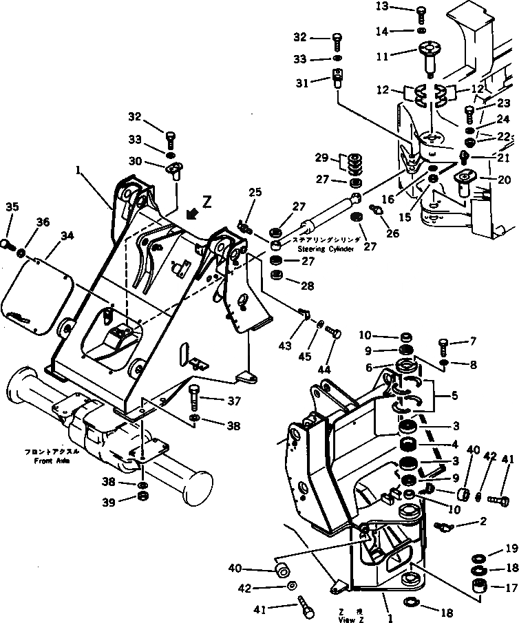 Схема запчастей Komatsu WA120-1 - ПЕРЕДН. РАМА (TBG/ABE СПЕЦ-Я.) СПЕЦ. APPLICATION ЧАСТИ