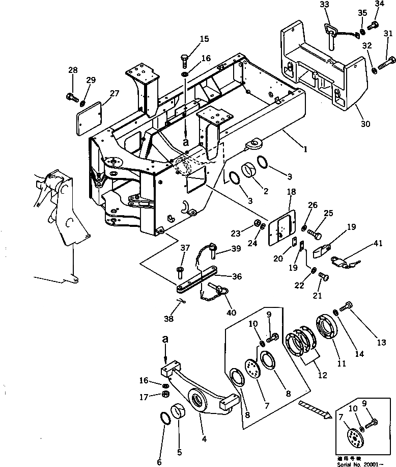 Схема запчастей Komatsu WA120-1 - ЗАДН. РАМА (TBG/ABE СПЕЦ-Я.) СПЕЦ. APPLICATION ЧАСТИ