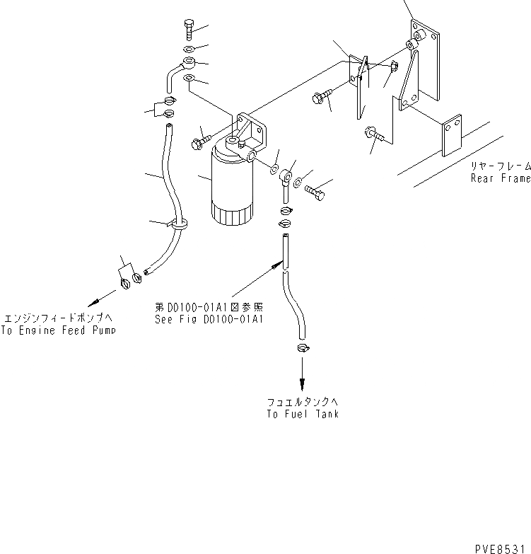 Схема запчастей Komatsu WA120-3 - ТОПЛИВН. БАК. (ДОПОЛН. ТОПЛИВН. ФИЛЬТР. И ТРУБЫ) ТОПЛИВН. БАК. AND КОМПОНЕНТЫ