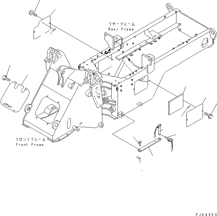 Схема запчастей Komatsu WA120-3 - БЛОКИР. ШАНГА И КРЫШКА(ДЛЯ ПЕРЕДН. РАМА И ЗАДН. РАМА ) (С 3-Х СЕКЦ. КОНТР. КЛАПАНОМ) (ДЛЯ ЕС) ОСНОВНАЯ РАМА И ЕЕ ЧАСТИ