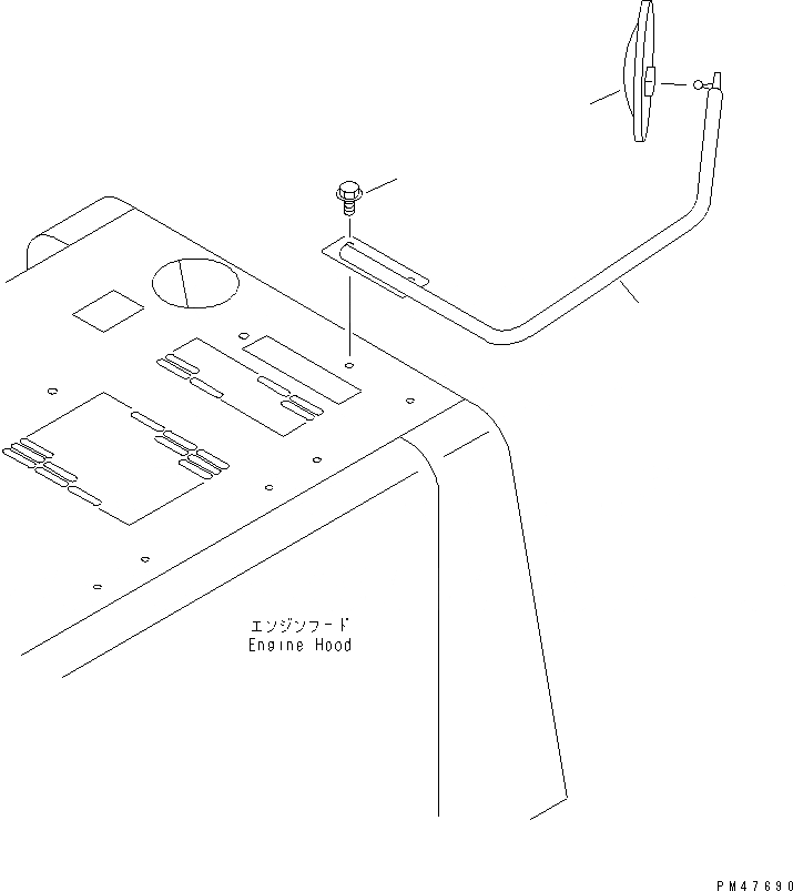 Схема запчастей Komatsu WA120-3 - НИЖН. ЗЕРКАЛО(№-) РАМА И ЧАСТИ КОРПУСА