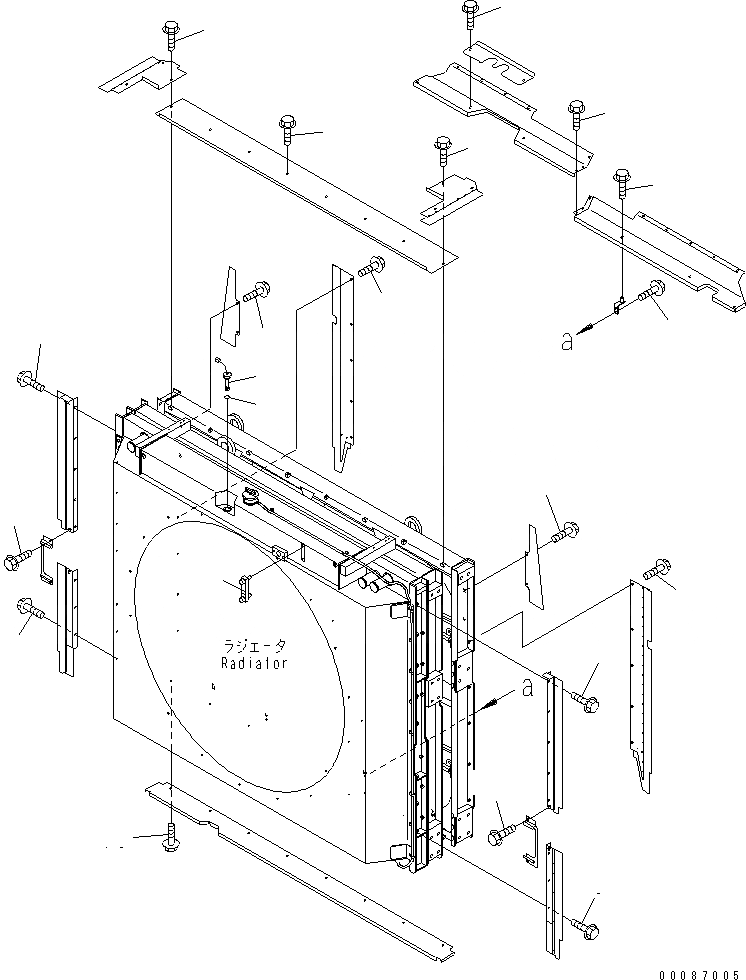 Схема запчастей Komatsu WA1200-3 - ЗАЩИТА ВЕНТИЛЯТОРА (ДЕФЛЕКТОР И ЩИТКИ ЭЛЕМЕНТЫ КРЕПЛЕНИЯ)(№9-) СИСТЕМА ОХЛАЖДЕНИЯ