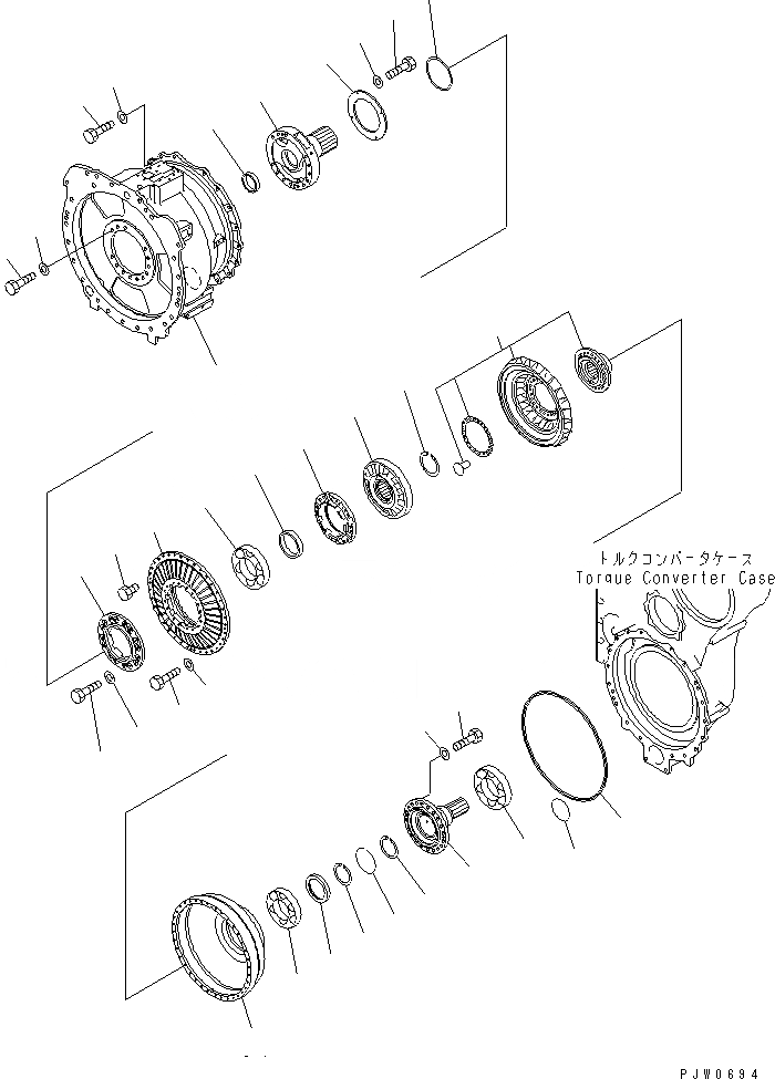 Схема запчастей Komatsu WA1200-3 - КОРПУС ГИДРОТРАНСФОРМАТОРА ГИДРОТРАНСФОРМАТОР И ТРАНСМИССИЯ