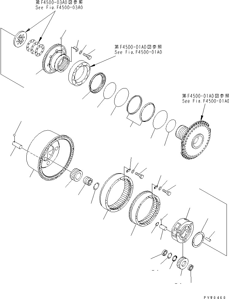 Схема запчастей Komatsu WA1200-3 - ЗАДН. МОСТ (КОНЕЧНАЯ ПЕРЕДАЧА¤ /) (ПРАВ.) ГИДРОТРАНСФОРМАТОР И ТРАНСМИССИЯ