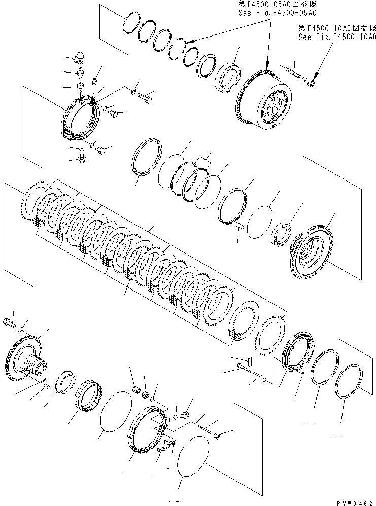 Схема запчастей Komatsu WA1200-3 - ЗАДН. МОСТ (ЗАДНИЕ ТОРМОЗА) (ЛЕВ.) ГИДРОТРАНСФОРМАТОР И ТРАНСМИССИЯ