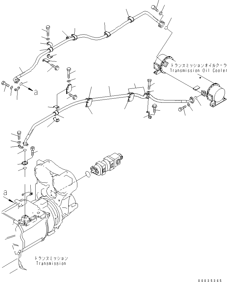 Схема запчастей Komatsu WA1200-3 - ГИДРОТРАНСФОРМАТОР И ТРАНСМИССИЯ ЛИНИЯ (ЛИНИИ МАСЛООХЛАДИТЕЛЯ) (/)(№-) ГИДРОТРАНСФОРМАТОР И ТРАНСМИССИЯ