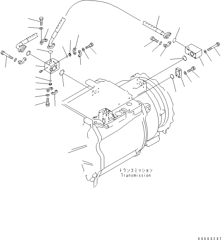 Схема запчастей Komatsu WA1200-3 - ГИДРОТРАНСФОРМАТОР И ТРАНСМИССИЯ ЛИНИЯ (ЛИНИИ МАСЛООХЛАДИТЕЛЯ) (/)(№-) ГИДРОТРАНСФОРМАТОР И ТРАНСМИССИЯ