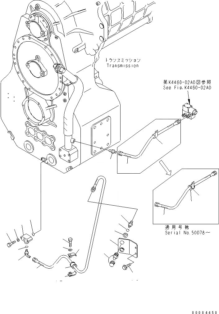 Схема запчастей Komatsu WA1200-3 - ТРАНСМИССИЯ МАСЛОНАЛИВНОЙ ПАТРУБОК (ВОЗВРАТН. ЛИНИЯ) ГИДРОТРАНСФОРМАТОР И ТРАНСМИССИЯ