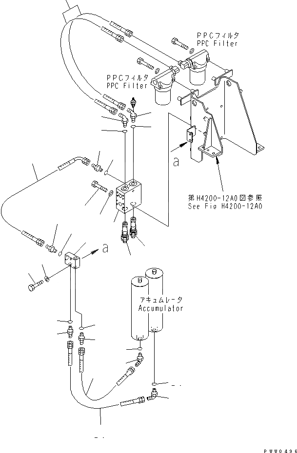 Схема запчастей Komatsu WA1200-3 - ГИДРАВЛ ЛИНИЯ (P.P.C. ФИЛЬТР. - АККУМУЛЯТОР /)(№-7) ГИДРАВЛИКА