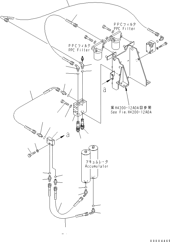 Схема запчастей Komatsu WA1200-3 - ГИДРАВЛ ЛИНИЯ (P.P.C. ФИЛЬТР. - АККУМУЛЯТОР /)(№7-) ГИДРАВЛИКА