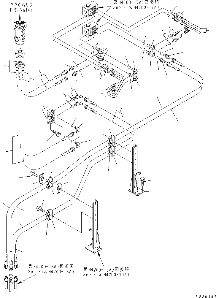 Схема запчастей Komatsu WA1200-3 - ГИДРАВЛ ЛИНИЯ (ЛИНИЯ КЛАПАНА PPC ЗАДН. /) ГИДРАВЛИКА