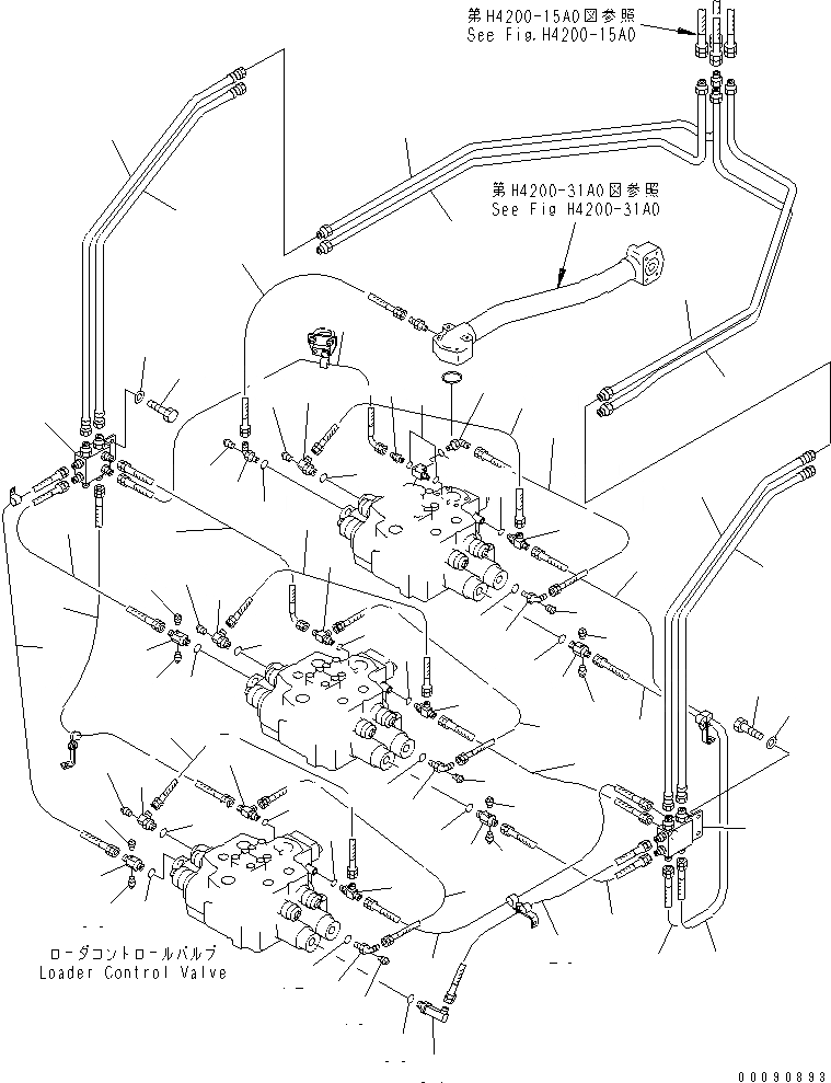 Схема запчастей Komatsu WA1200-3 - ГИДРАВЛ ЛИНИЯ (ЛИНИЯ КЛАПАНА PPC ПЕРЕДН. /)(№9-) ГИДРАВЛИКА