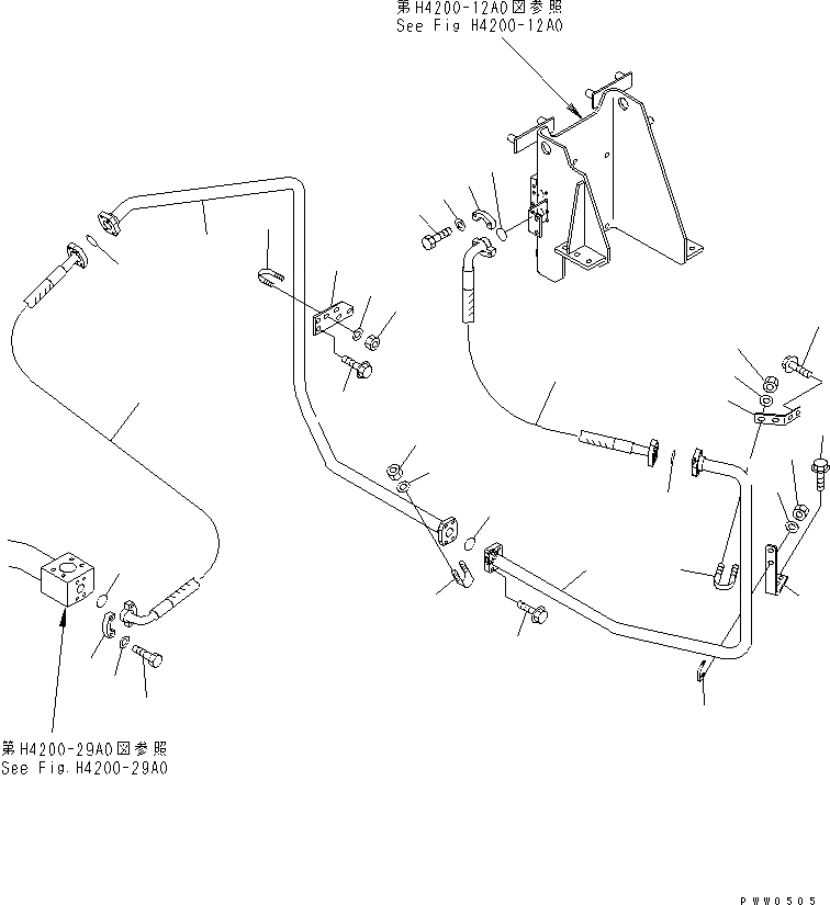 Схема запчастей Komatsu WA1200-3 - ГИДРАВЛ ЛИНИЯ (P.P.C. ВСАСЫВ. И ВОЗВРАТН. ЛИНИЯ /) ГИДРАВЛИКА