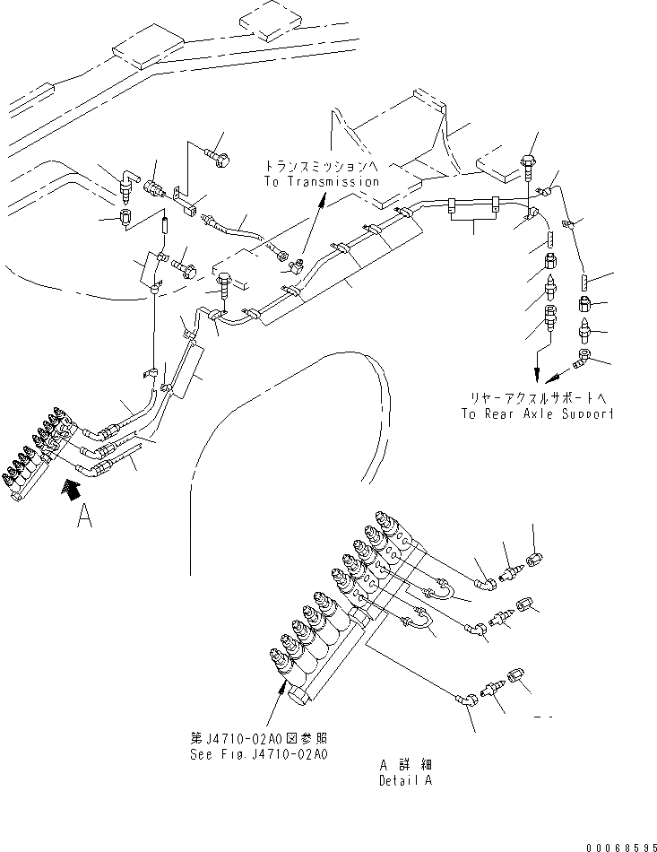 Схема запчастей Komatsu WA1200-3 - АВТОМАТИЧ. СМАЗ. (СУППОРТ МОСТА И ТРАНСМИССИЯ TRUNNION ЛИНИЯ) ОСНОВНАЯ РАМА И ЕЕ ЧАСТИ