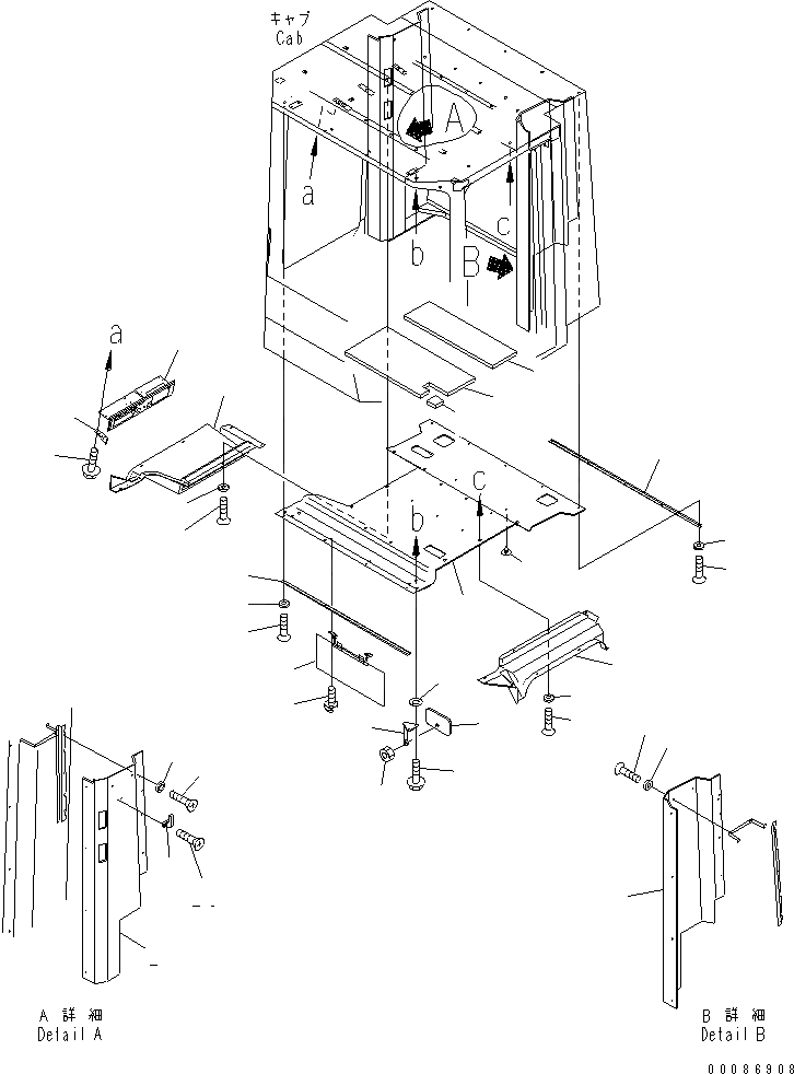 Схема запчастей Komatsu WA1200-3 - КАБИНА (ВЕРХН. ЧАСТИ ИНТЕРЬЕРА И КРЫША ПОДУШКА) (TRAINER СИДЕНЬЕ СПЕЦ-Я.)(№78-) КАБИНА ОПЕРАТОРА И СИСТЕМА УПРАВЛЕНИЯ