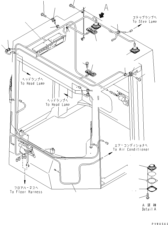 Схема запчастей Komatsu WA1200-3 - КАБИНА (ЭЛЕКТРИКА) КАБИНА ОПЕРАТОРА И СИСТЕМА УПРАВЛЕНИЯ